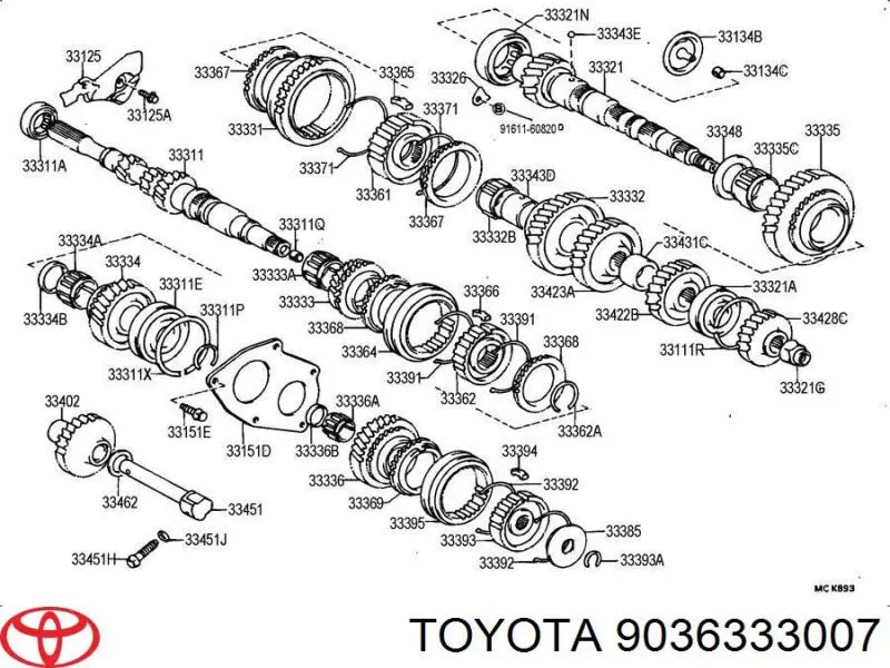 Cojinete del eje secundario de la caja de cambios Toyota 9036333007 precio, desde 65,15 EUR