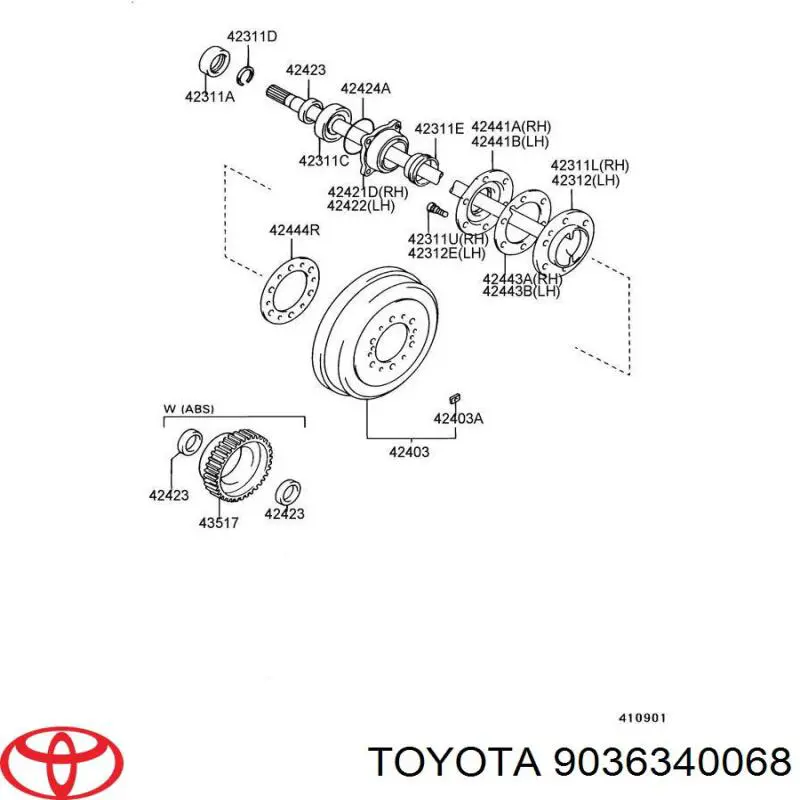 Comprar 9036340068 Toyota Cojinete del semieje trasero