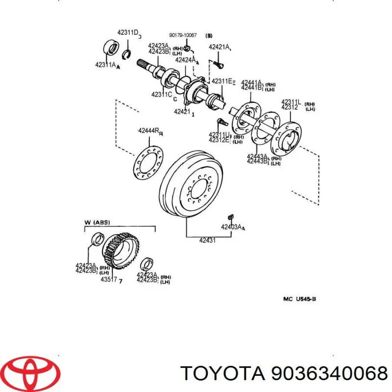 9036340068 Toyota cojinete, palier, eje trasero