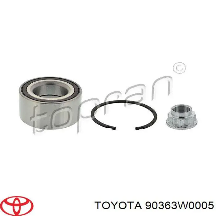 Cojinete de rueda delantero 90363W0005 Toyota