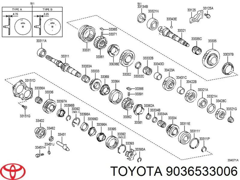9036533006 Toyota cojinete del eje de salida de la caja de engranaje