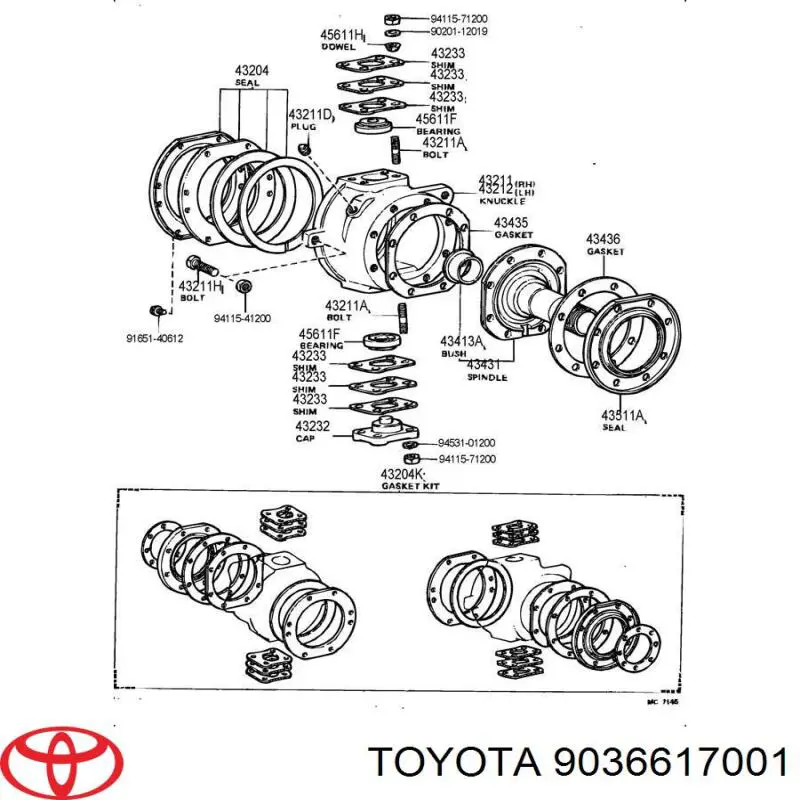 Cojinete, pivote del muñón del eje para Toyota Hilux (N)
