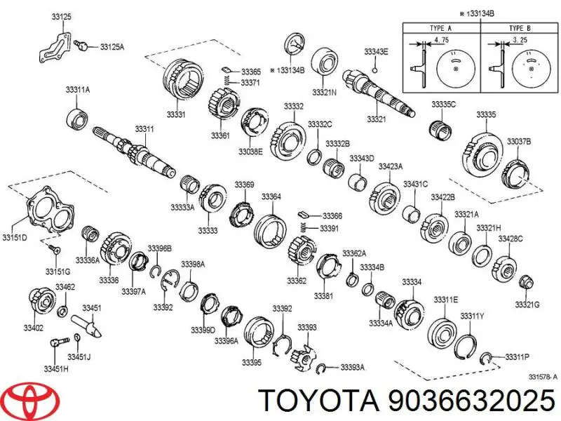 9036632025 Toyota cojinete del eje de salida de la caja de engranaje