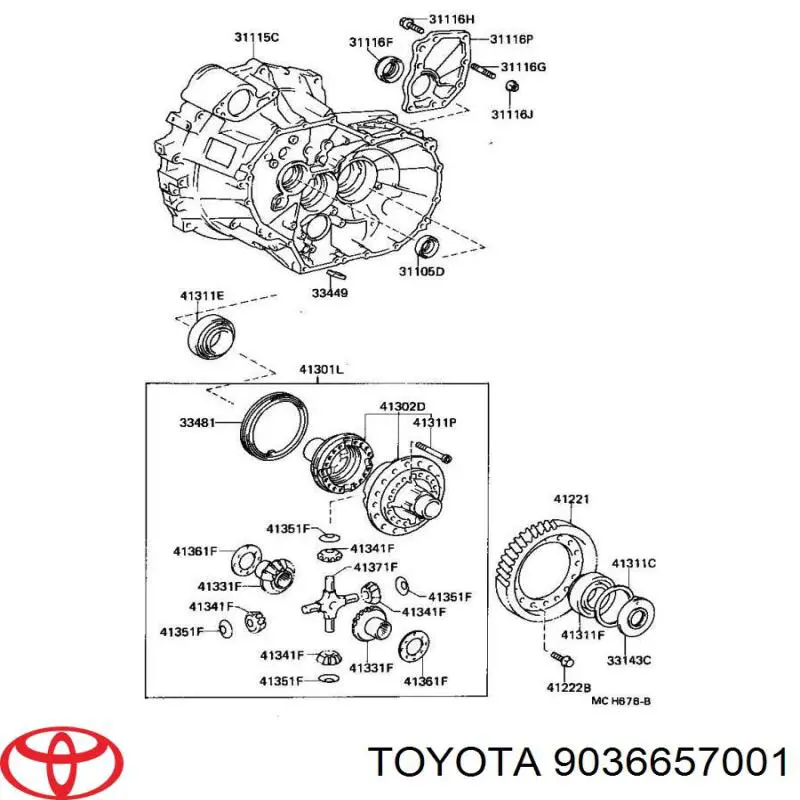 Cojinete de diferencial, eje delantero Toyota RAV4 I Cabrio (SXA 10)
