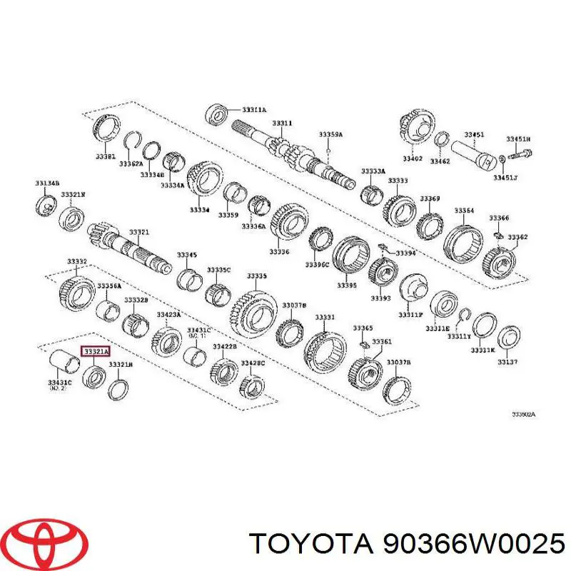 90366W0025 Toyota cojinete del eje de salida de la caja de engranaje