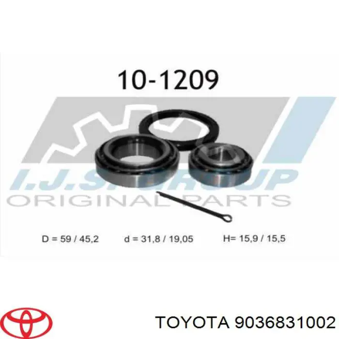 9036831002 Toyota cojinete interno del cubo de la rueda delantera