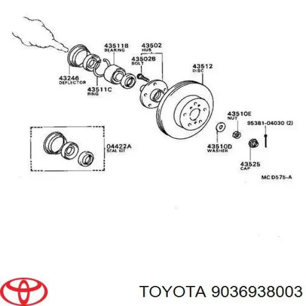 Comprar 9036938003 Toyota Cojinete de rueda delantero