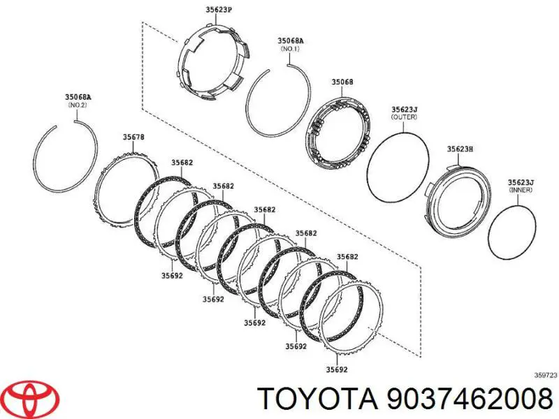 9037462008 Toyota rodamiento amortiguador delantero