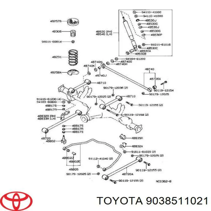 9038511021 Toyota silentblock de estabilizador trasero