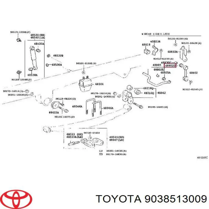 9038513009 Toyota casquillo del soporte de barra estabilizadora trasera