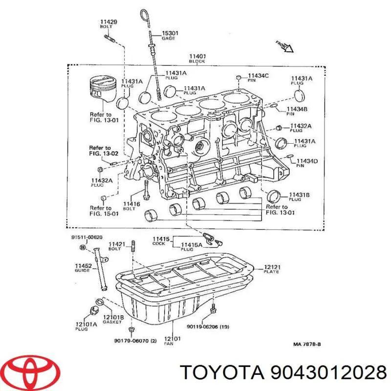 Junta del cárter del motor Toyota Corolla 
