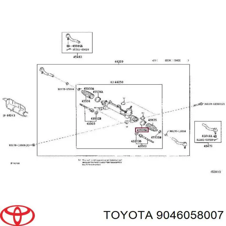 9046058007 Toyota abrazadera de arranque de cremallera de direccion