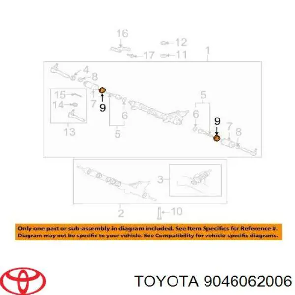 9046062006 Toyota abrazadera de arranque de cremallera de direccion