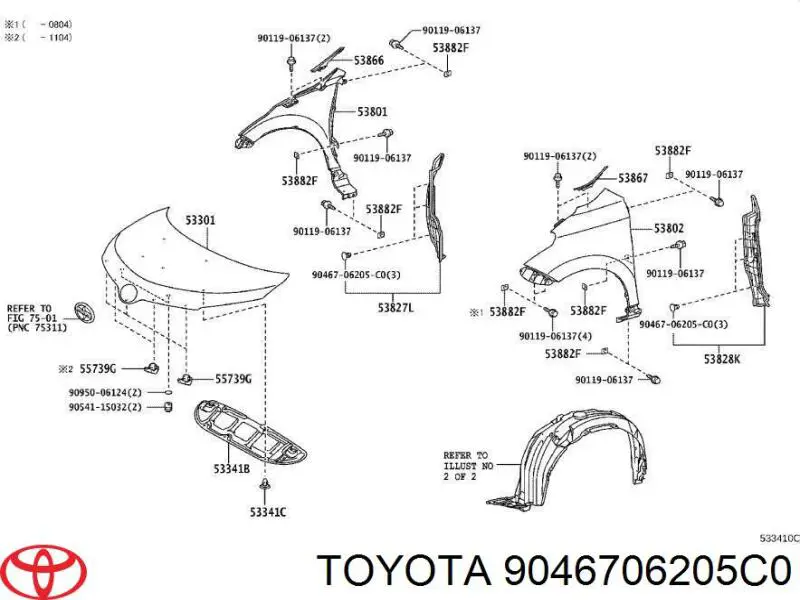 Clips de fijación de pasaruedas de aleta delantera para Toyota Scion 