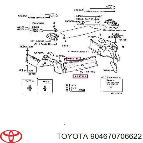 Clips fijación, revestimiento puerta para Toyota Avalon (MCX10)