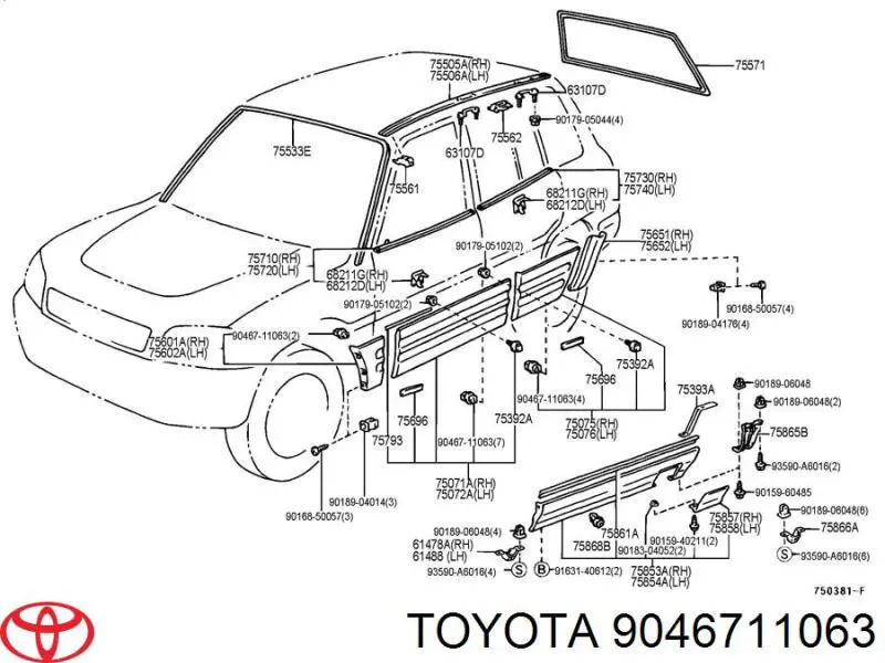 Comprar 9046711063 Toyota Clip de fijación del guardabarros delantero