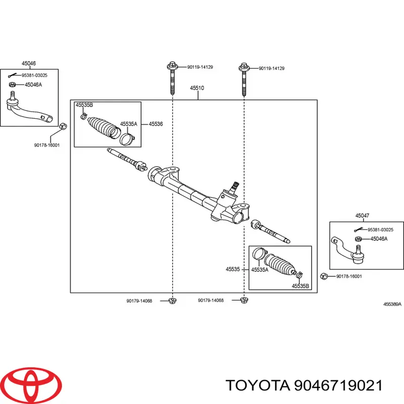 Abrazadera de arranque de cremallera de direccion para Toyota Hiace (H1, H2)