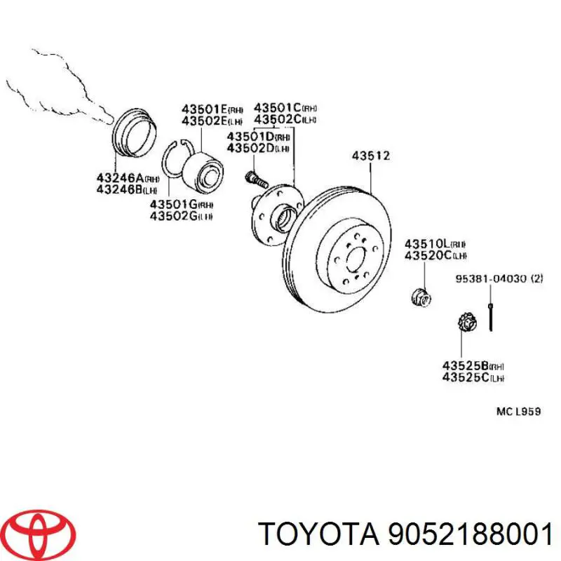 9052188001 Toyota cojinete de rueda delantero