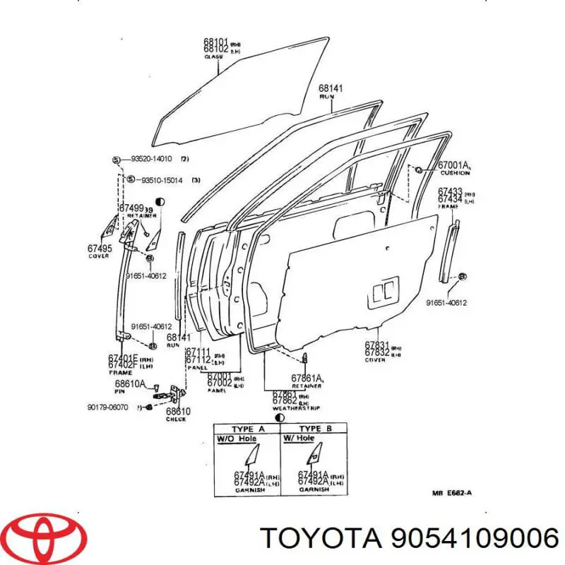 Tope de la tapa del maletero Toyota 9054109006 precio, desde 2,98 EUR