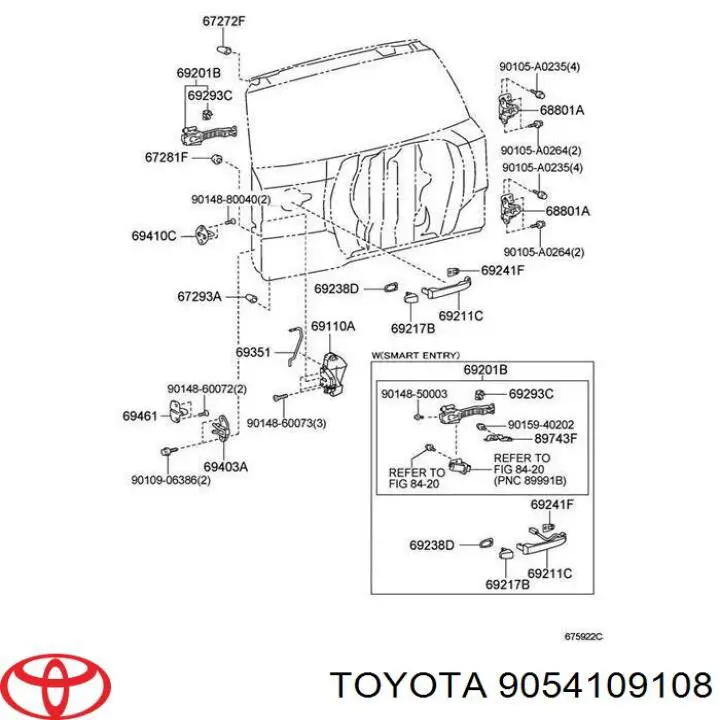 Comprar 9054109108 Toyota Limitador de apertura de puerta trasera