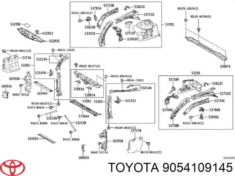 9054109145 Toyota tope de búfer puerta de maletero