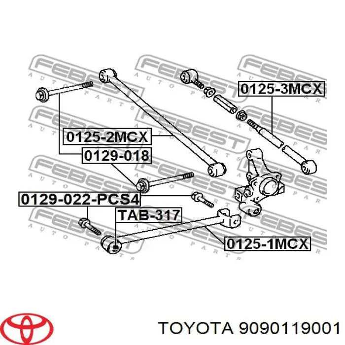 Comprar 9090119001 Toyota Perno exterior del brazo de caída trasero