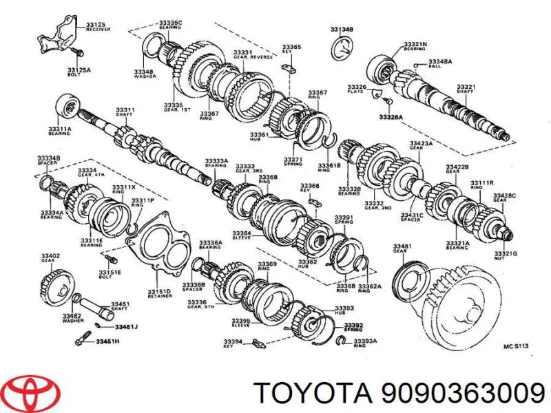 9090363009 Toyota cojinete del eje de salida de la caja de engranaje