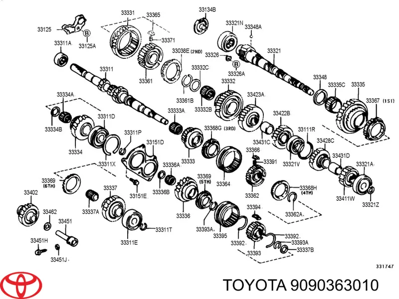 Comprar 9090363010 Toyota Cojinete del eje secundario de la caja de cambios