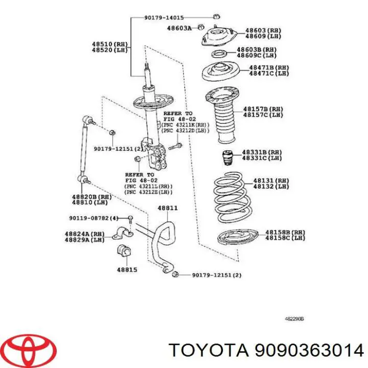 9090363014 Toyota rodamiento amortiguador delantero