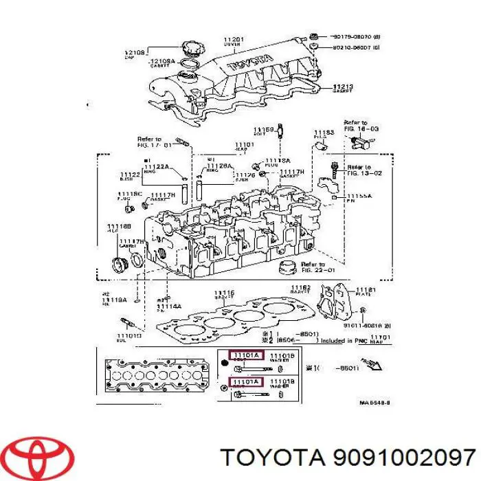 Tornillo de culata para Toyota Liteace (CM30G, KM30G)