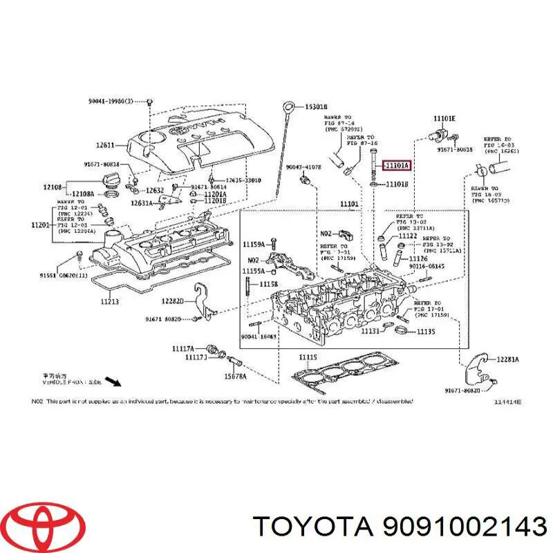 9091002143 Toyota tornillo de culata