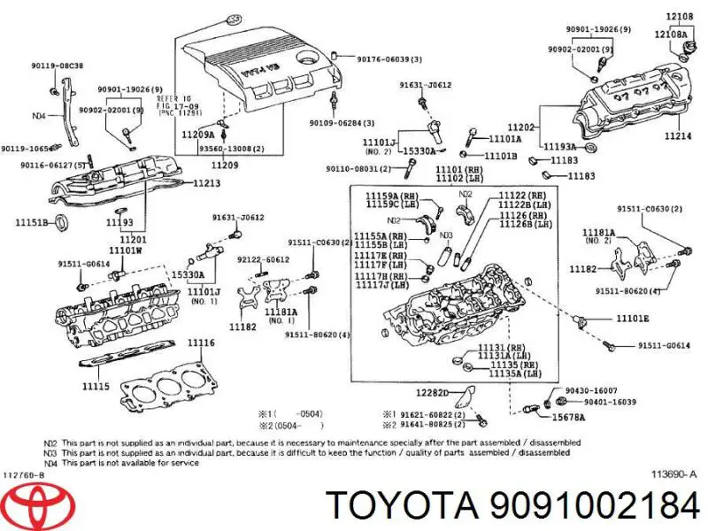 9091002141 Toyota tornillo de culata