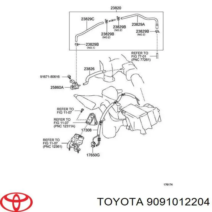 Comprar 9091012204 Toyota Válvula de vacío del soporte de motor
