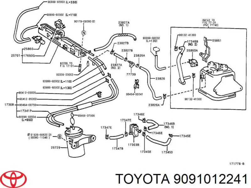 9091012241 Toyota válvula de vacío del soporte del motor