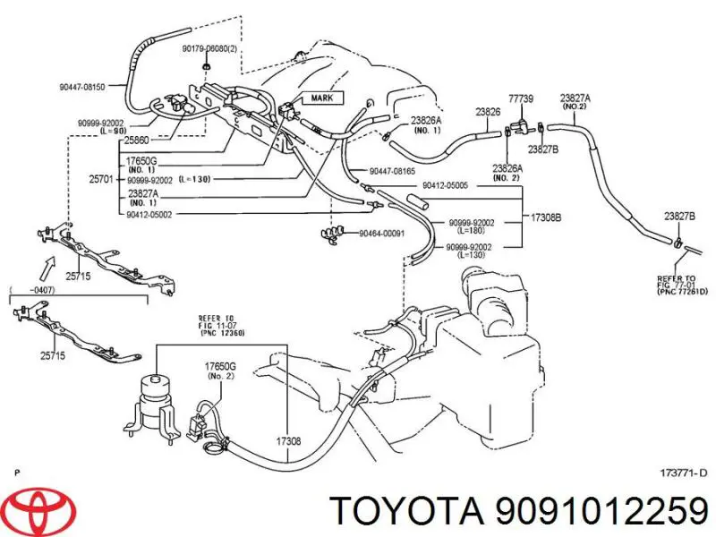 Válvula solenoide de control de presión de sobrealimentación 9091012259 Toyota