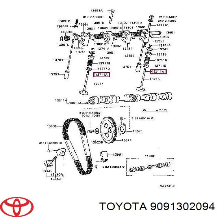 9091302094 Toyota sello de aceite de valvula (rascador de aceite Entrada/Salida)
