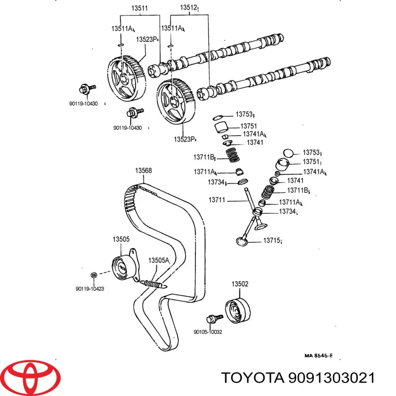 Semicono de fijación de la válvula para Toyota Hilux (KUN15)