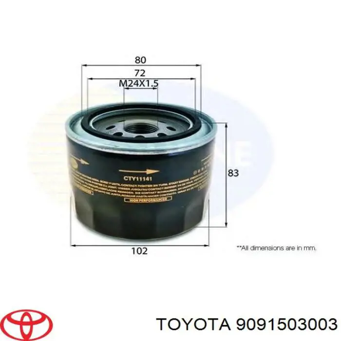 9091503003 Toyota filtro de aceite