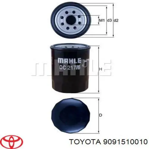 Filtro de aceite Toyota 9091510010 precio, desde 4,90 EUR