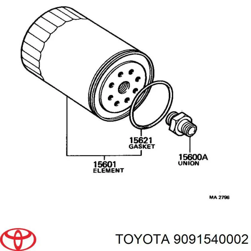 Filtro de aceite 9091540002 Toyota