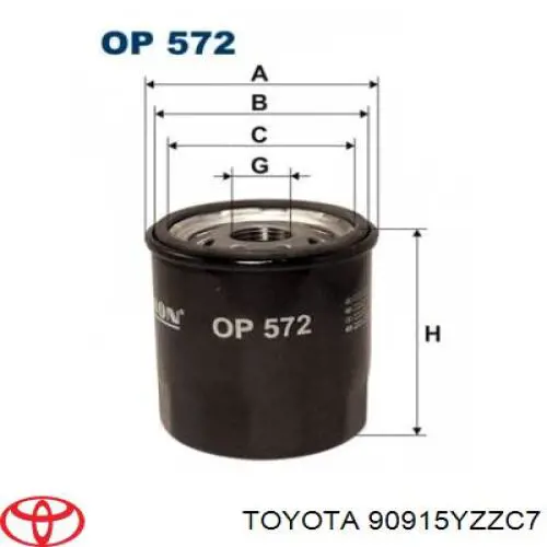 90915YZZC7 Toyota filtro de aceite