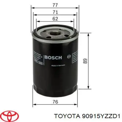 90915YZZD1 Toyota filtro de aceite