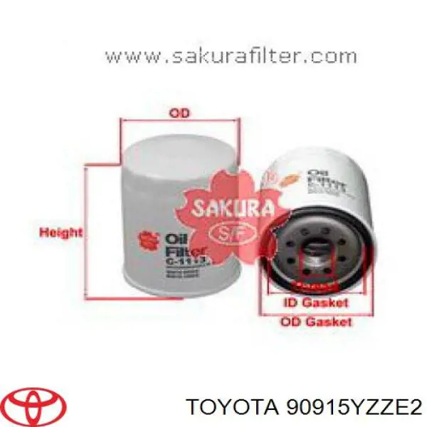 Filtro de aceite 90915YZZE2 Toyota