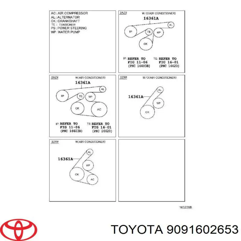 Correa de transmisión trapezoidal Toyota 9091602653 precio, desde 23,10 EUR