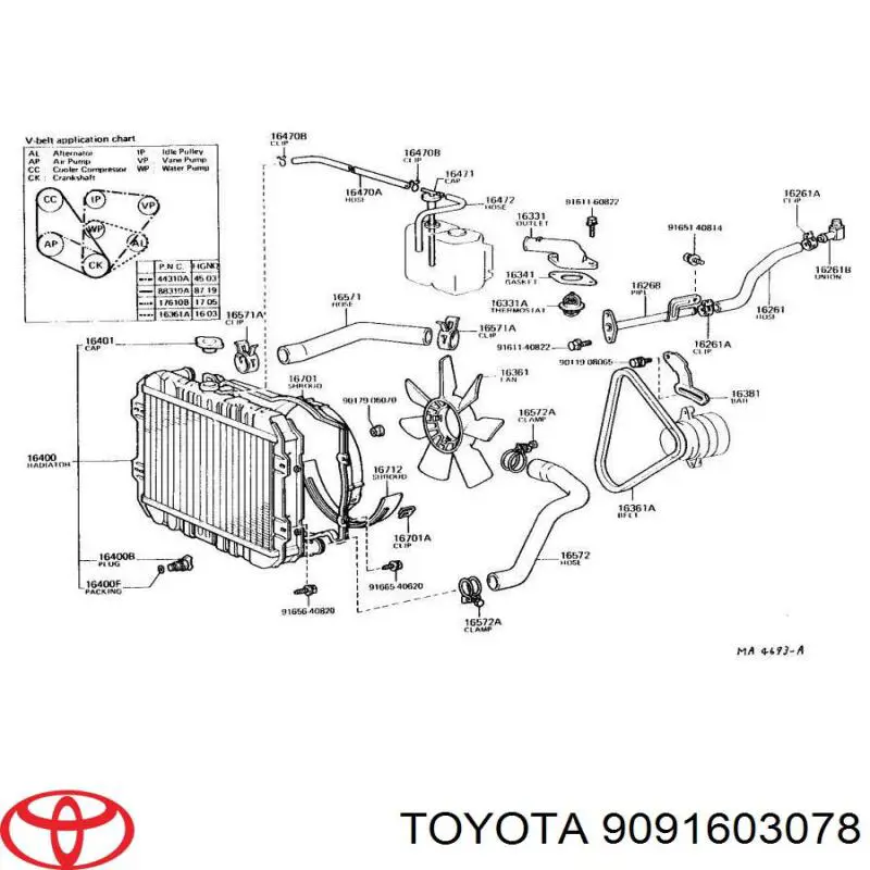 9091603078 Toyota termostato