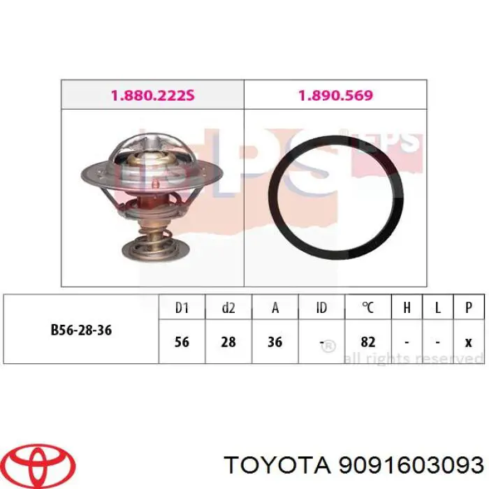 Termostato refrigerante Toyota 9091603093