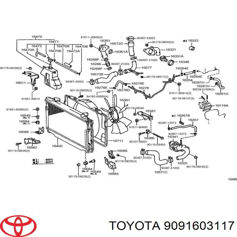 9091603117 Toyota termostato