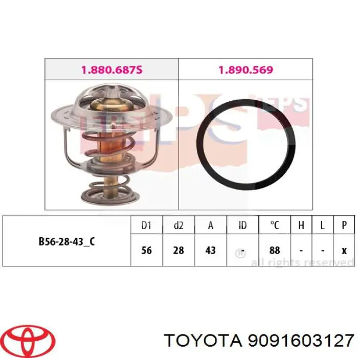 9091603127 Toyota termostato