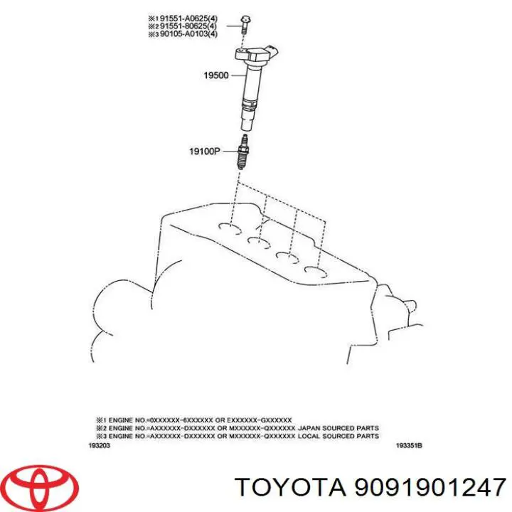 Bujía 9091901247 Toyota