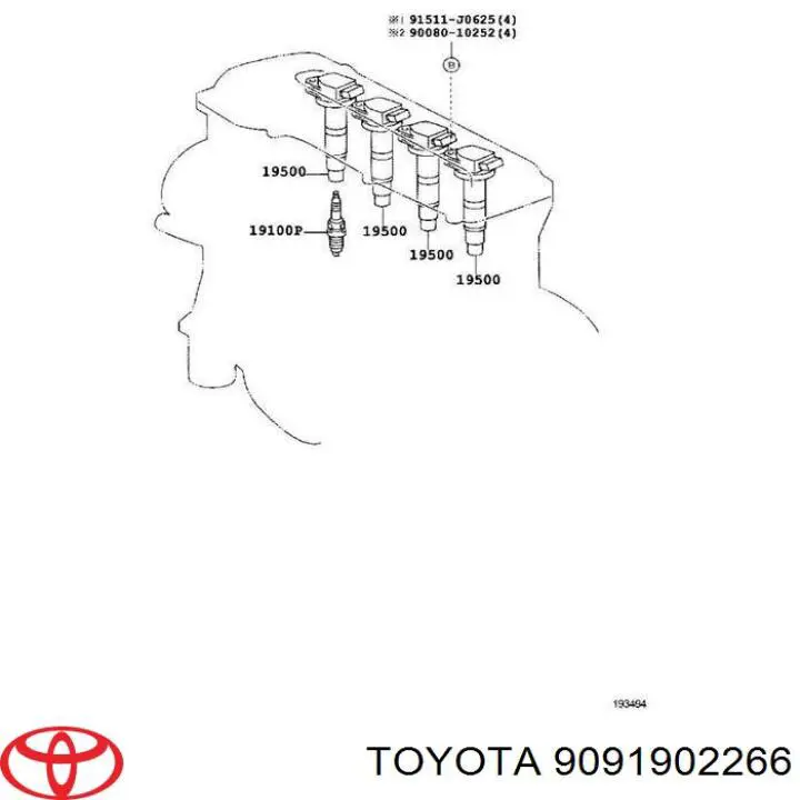 9091902266 Toyota bobina